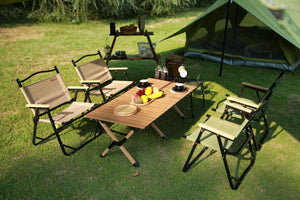 Zložljiva aluminijasta miza z lesenim videzom Egg Roll 120 -  velika