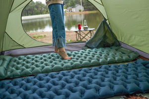 Napihljiva blazina Honeycomb Push-type (zelena) - 190 × 60 × 5 cm