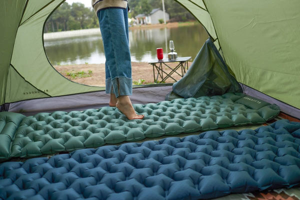 Napihljiva blazina Honeycomb Push-type - modra 190 × 60 × 5 cm