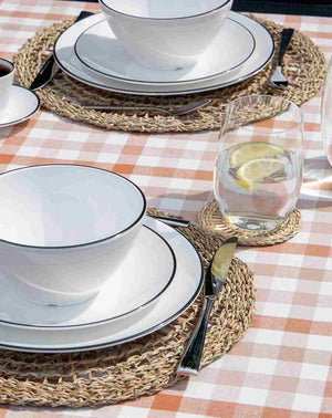 Set krožnikov z modrim robom – 12 delni