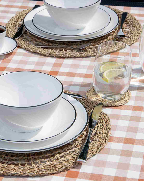 Set krožnikov z modrim robom – 12 delni
