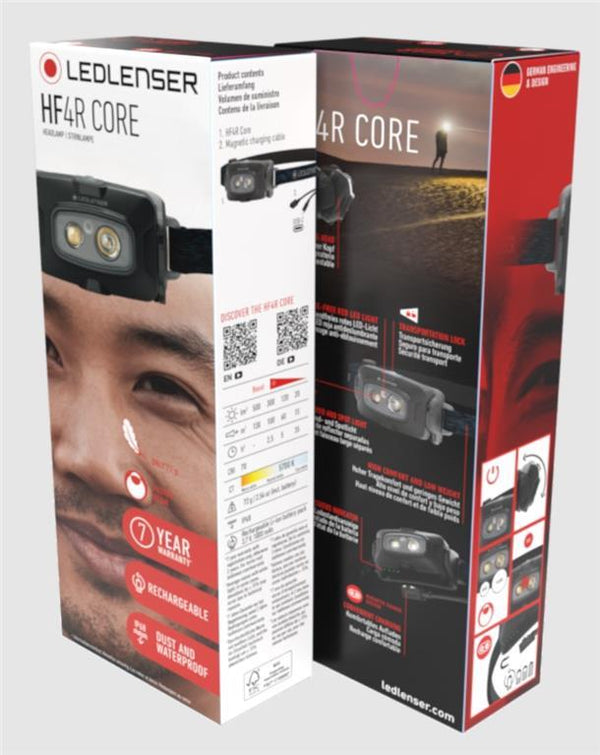 Naglavna svetilka - Ledlenser HF4R Core 500 lumnov črna