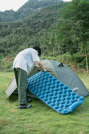 Napihljiva blazina Honeycomb Push-type - modra 190 × 60 × 5 cm