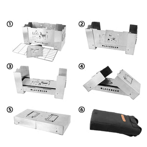 Tinder zložljivi žar na drva iz nerjavečega jekla