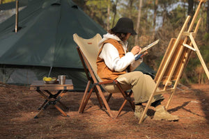 NATURE bukov zložljiv stol – khaki